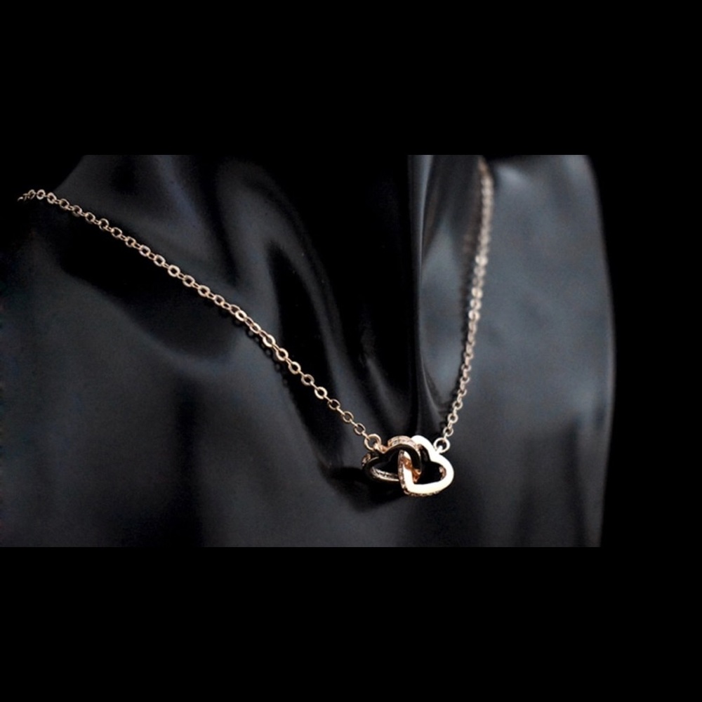 Double Heart Necklace 10k (Rose Gold)